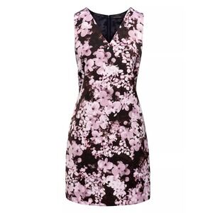 Women's Banana Republic Purple Black Shift Dress Floral V-Neck Tank Sleeveless-8